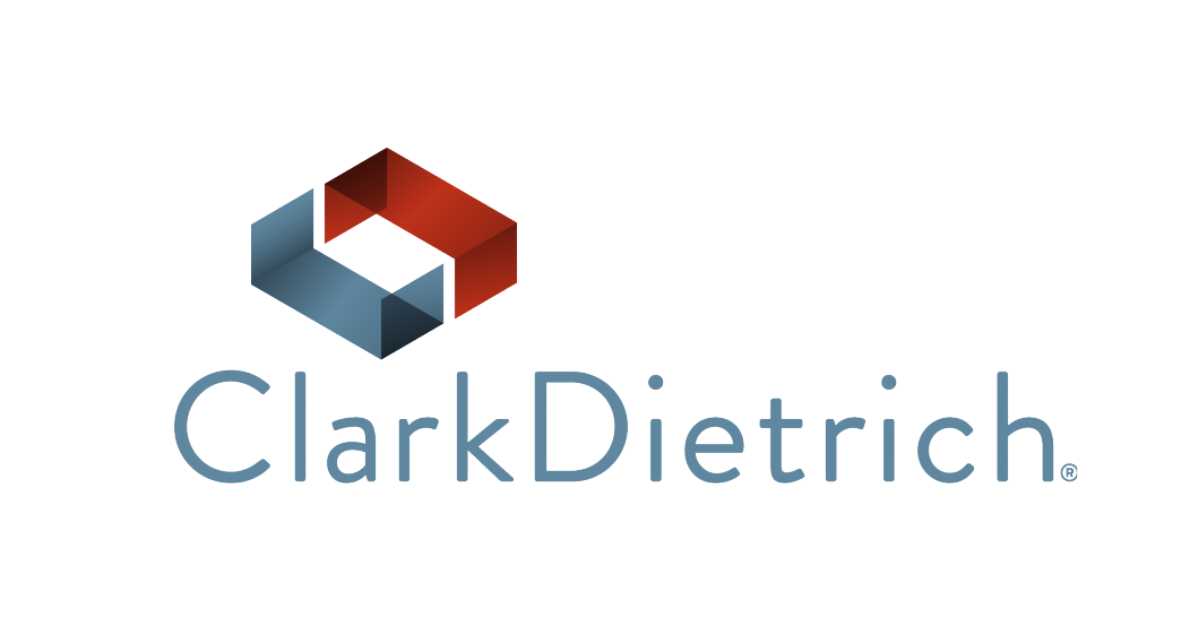 blue and red square logo for clarkdietrich where Amy marks will deliver keynote
