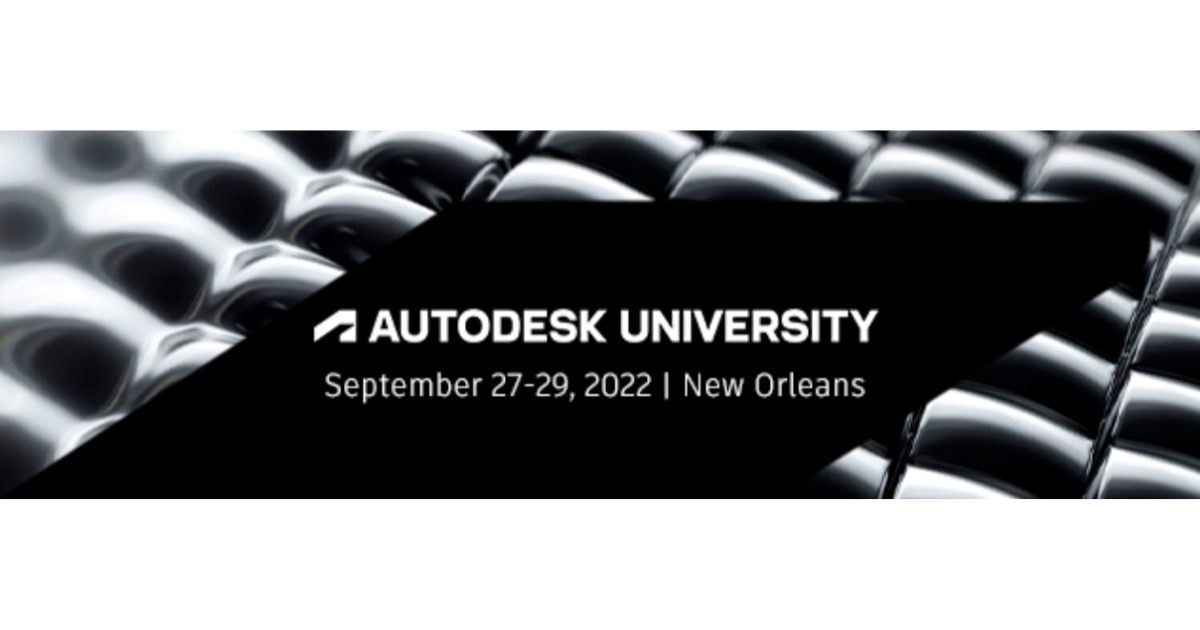 Black background with Autodesk University and dates for when Amy Marks will be speaking