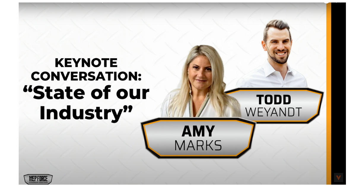 White background with images of Amy Marks and Todd Weyandt for keynote fireside chat