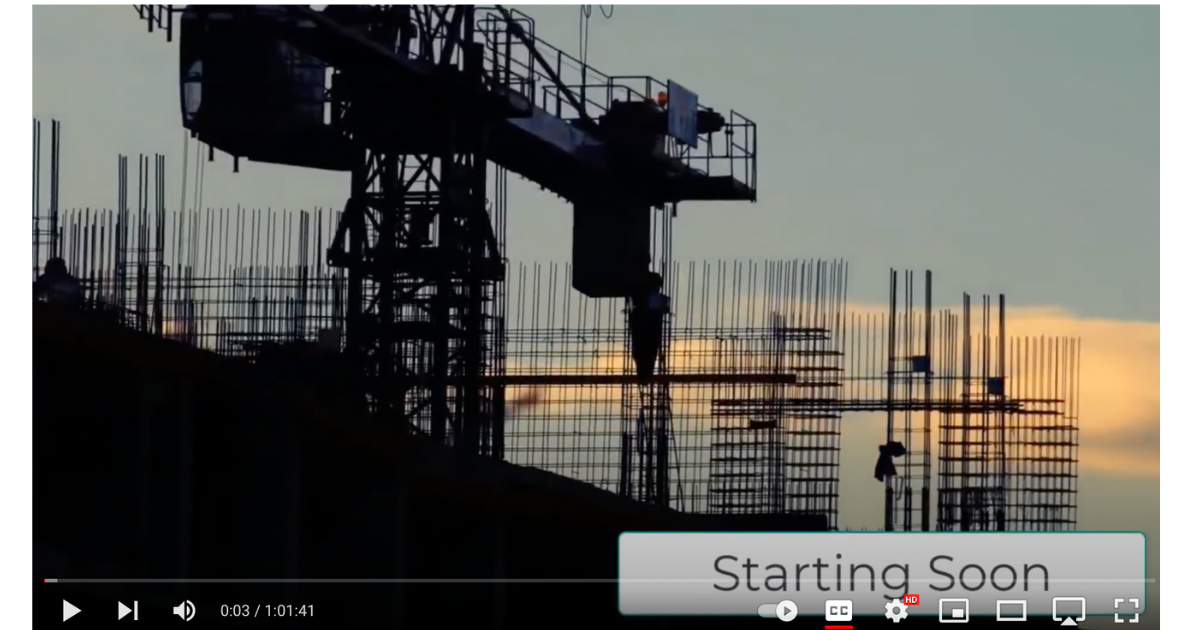 image of construction crane at dusk when Amy Marks will be speaking with Jim and Shaun