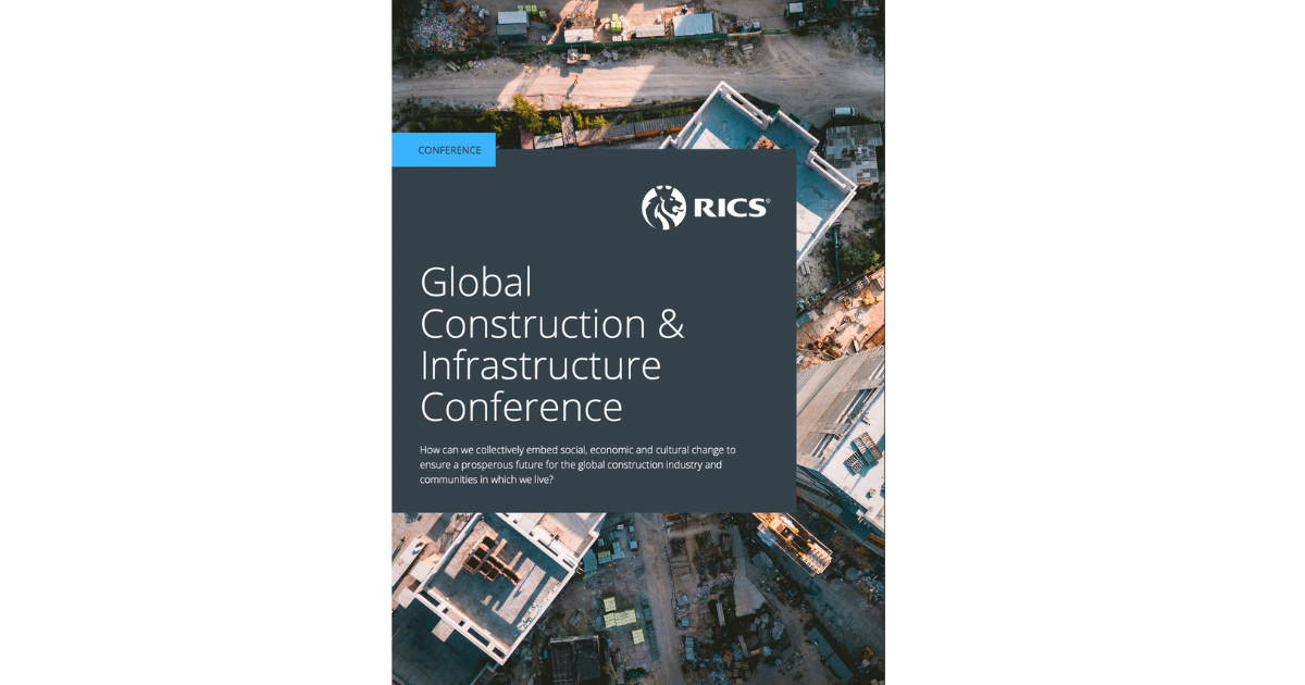 photo of a construction site with gray block of type for RICS Global Construction & Infrastructure workshop that Amy Marks will be speaking at